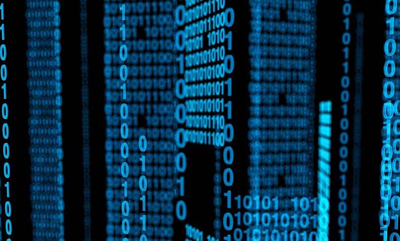 Binäre Daten in blau mit schwarzem Hintergrund