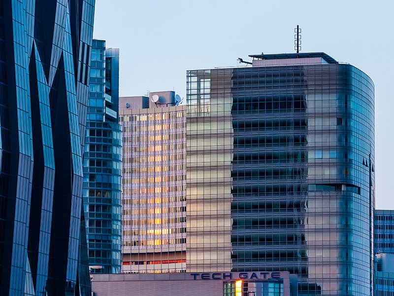 Österreich, Wien, Hochhäuser in Donau City