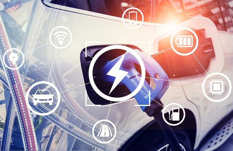 Ladestation eines Elektrofahrzeugs.